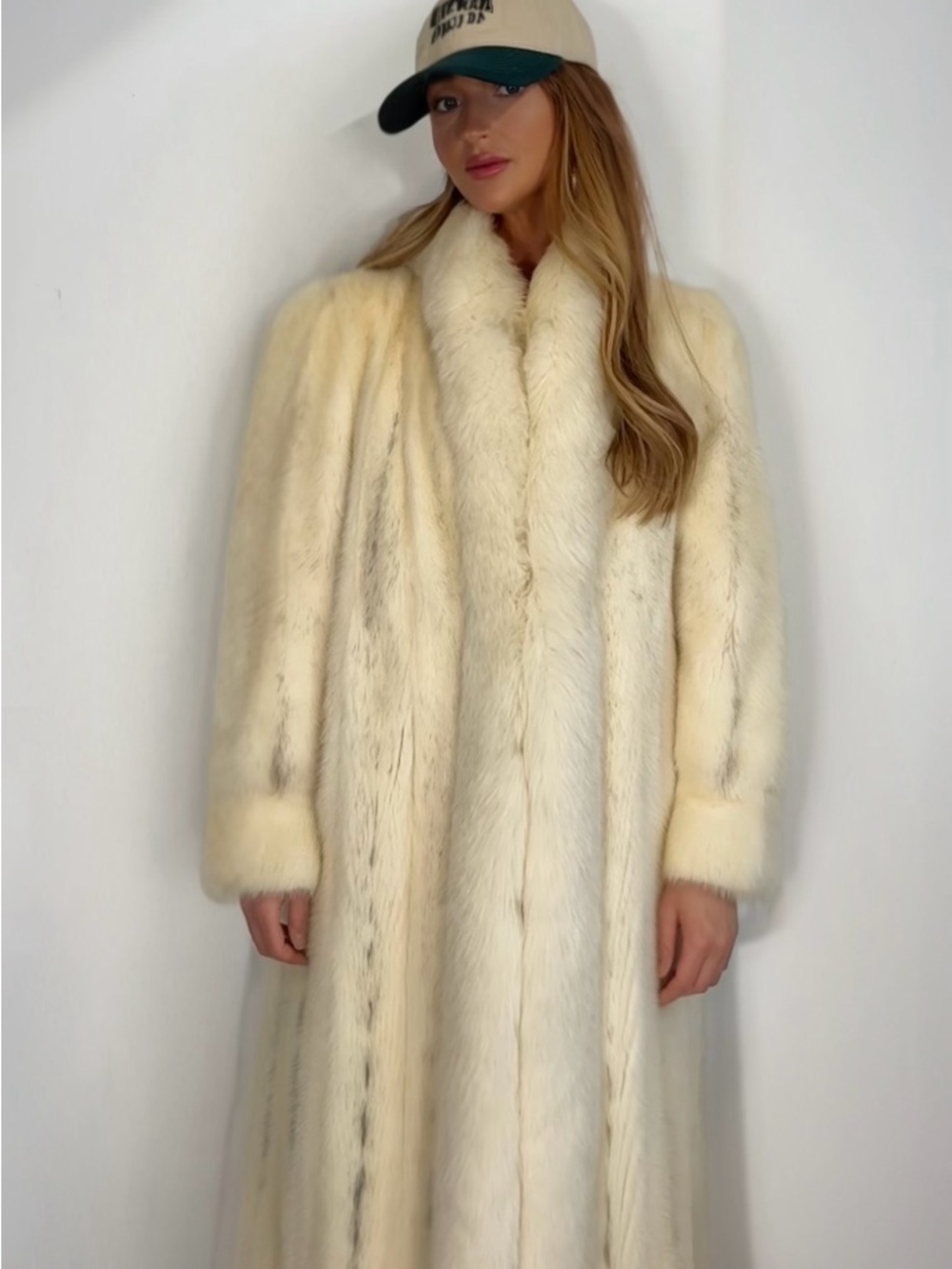 Long Cream Fur Coat - Luxe Full-Length Statement